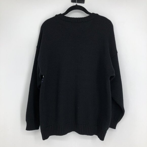 Cappello Black ugly / grandma christmas sweater w/snowflakes &  polar bears M - Picture 2 of 14